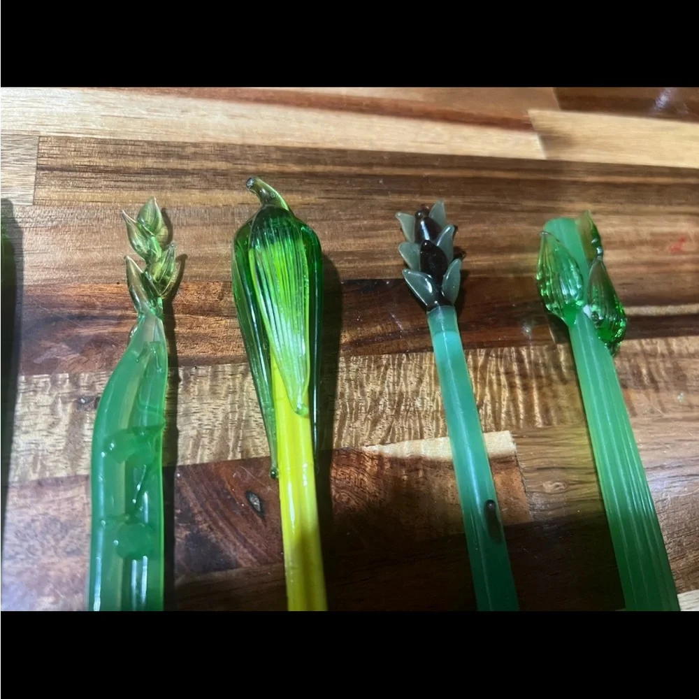 6 Vintage Crate & Barrel Bloody Mary Vegetables glass swizzle sticks Stirs Bar